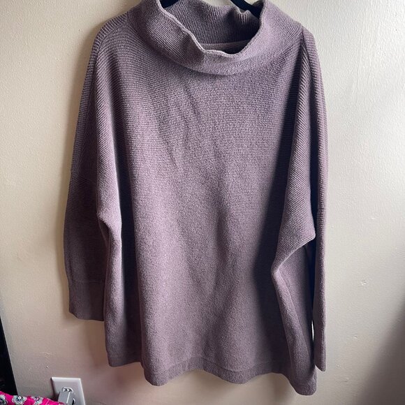 Free People Large Ottoman Slouchy Ribbed Mock Neck Sweater Tunic In Nutmeg X - Picture 2 of 10